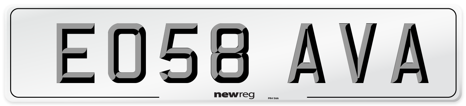 EO58 AVA Number Plate from New Reg